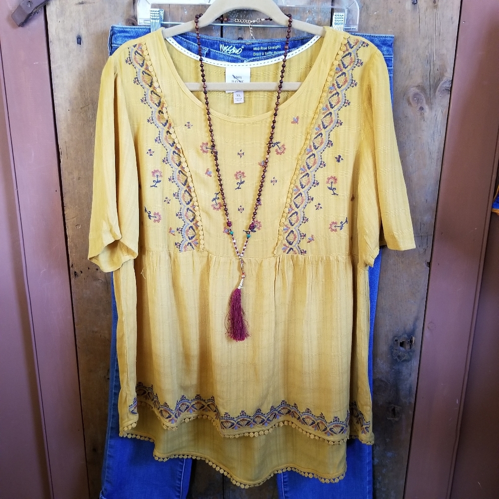 Prairie cottage core gypsy boho peasant top nwot